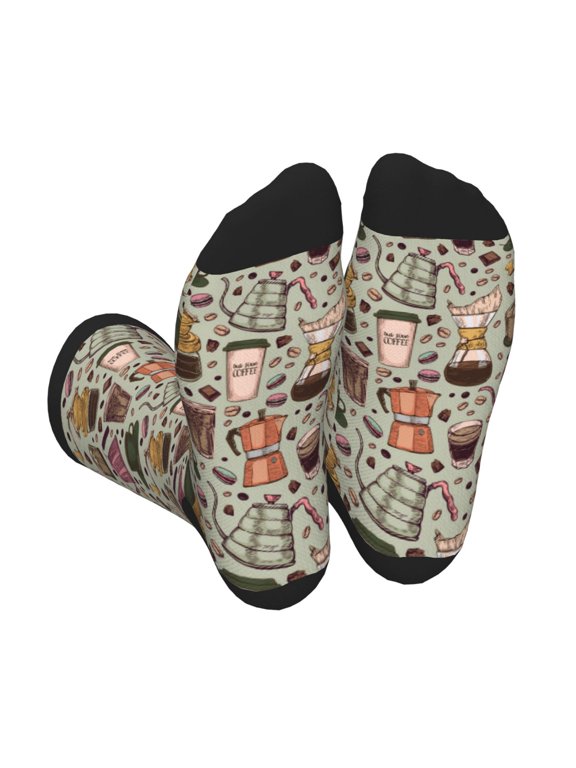Coffee pots cup Print Crew Socks for Men and Women, Men's Soft Moisture-wicking Sock