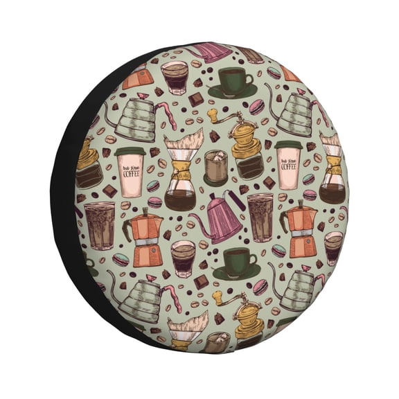 Xecao Coffee pots cup for Tire Covers,Wheel Tire Cover Waterproof, Dust-Proof, And Universally Fitting for Cars,Trailers, SUVs-14 inch