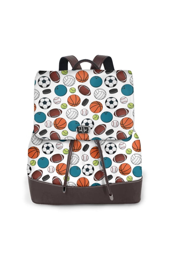 Color Balls Print Large Backpack Soft Leather for Women Travel with Compartment, Adjustable Convertible Strap