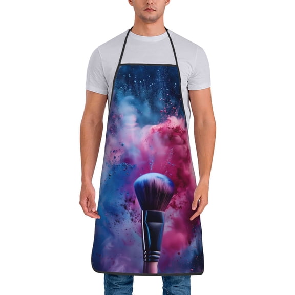 Xecao Color Explosion Makeup Brush Print Funny BBQ Chef Aprons for Men Women,Adjustable Kitchen Cooking Aprons with Pocket Waterproof Oil Proof No Pilling Fading