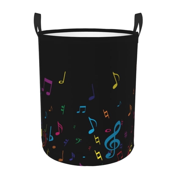 Xecao Color Musical Notes Print Laundry Basket,Laundry Hamper Designed for Storage Dirty Clothes Hamper,Collapsible Laundry Baskets-Small
