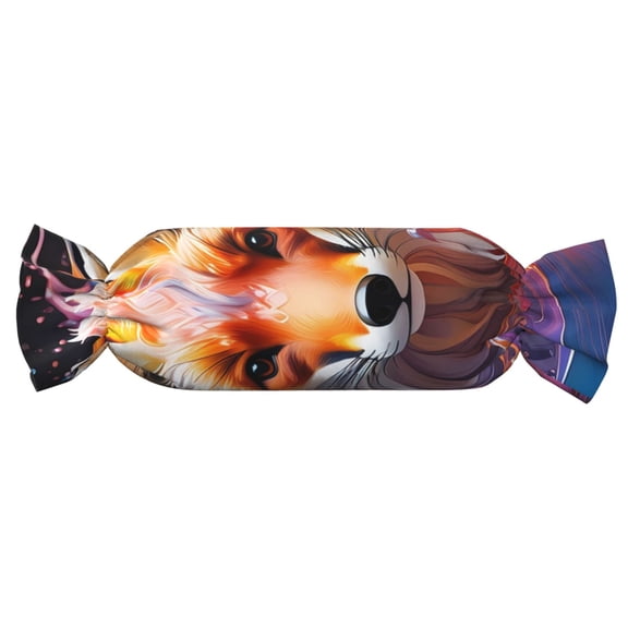 Xecao Color Splash Fox Portrait Print+Candy-Inspired Plush Pillow for Men Women Suitable for Beds, Sofas, Game Rooms Drawstring Closure