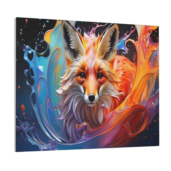 Xecao Color Splash Fox Portrait for Waterproof Framed Canvas Art - Modern Home Decor with Real Wood Frame for Gifting and Interior Design,Horizontal