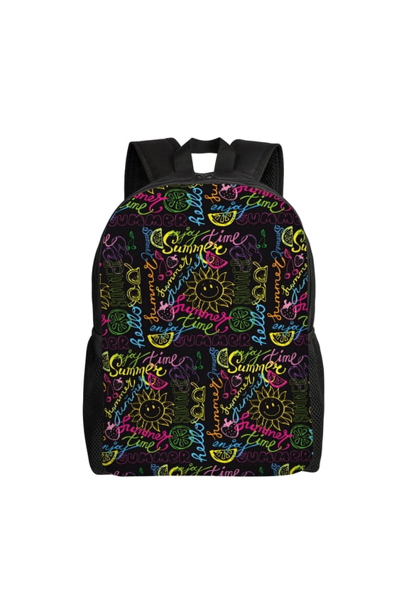 Color Summer Print School Backpack with Laptop Compartment Small Travel Laptop Backpack for Women Men Waterproof College Backpack Simple School Bag