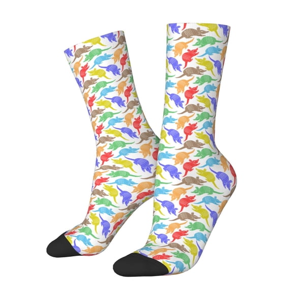 Xecao Colored Armadillos Pattern Sport Socks for Women and Men Crew Socks Sporty Calf Socks Casual Socks