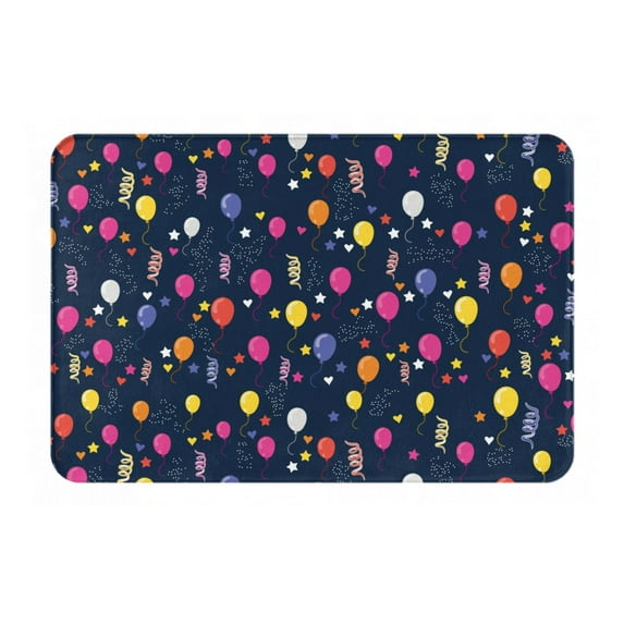 Xecao Colored Balloons print Flannel Mat: Non-slip, 16x24in. Ideal for kitchen, bedroom, bath & living room.
