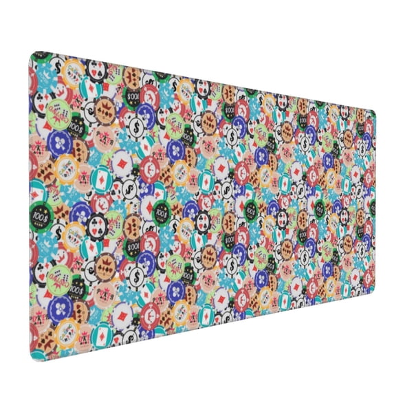 Xecao Colored Casino Chips Print Large Mouse Pad, 16x35.5in Mousepad, Professional Non-Slip Rubber Base Big Mouse Pad, Mouse Pad for Gaming & Office Full Desk Mouse Pad