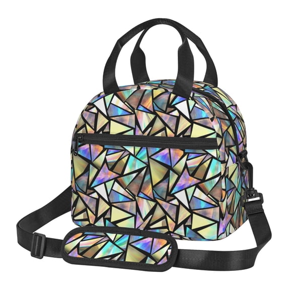 Xecao Colored Glass Print Insulated Lunch Box, Lunch Cags Lunch Bag Featuring An Adjustable Shoulder Strap