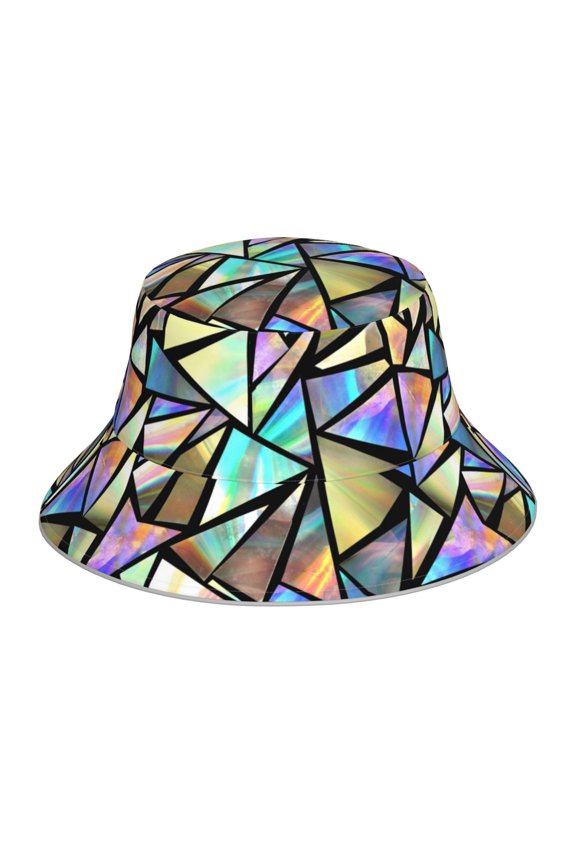 Colored Glass Print Men and Women Night Reflective Hat Runner Cap Visor Bucket Hat Boonie Cap