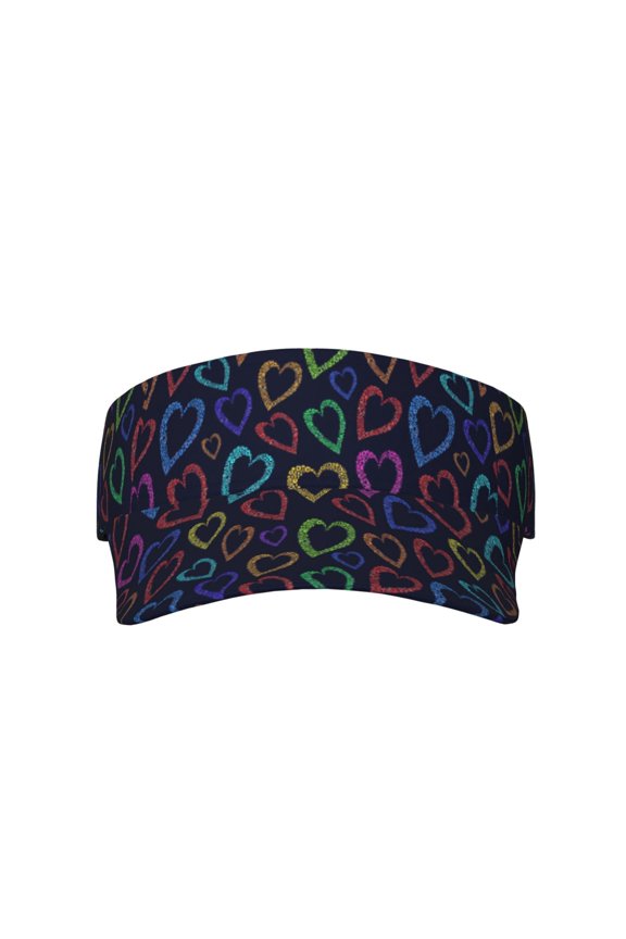 Colored Hearts for Adult Sun Cap offers versatile sun protection with adjustable Velcro for a secure fit.
