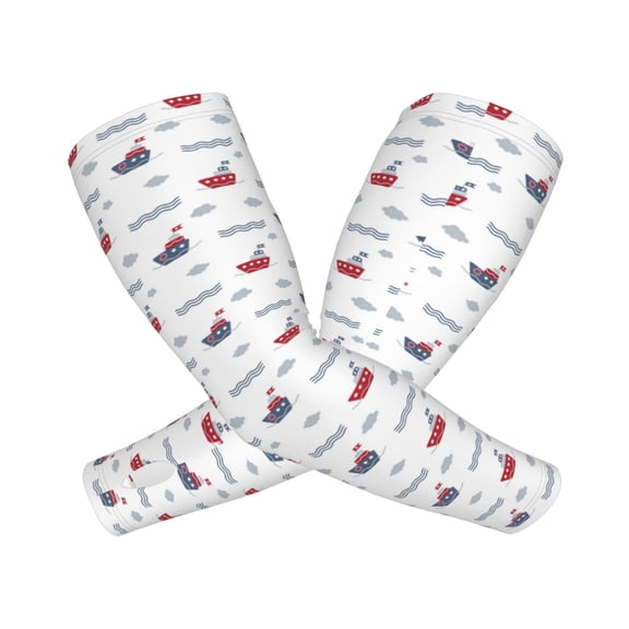 Xecao Colored Sail Boats Print Cooling Arm Sleeves, UPF 50 UV Sun Protection Sports Compression ,Tattoo Cover Up ,Sports Sleeve for Basketball Golf Football