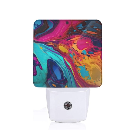 Xecao Colorful Abstract Swirls for Night Light - a Wall-mounted LED Fixture with A Dusk-to-dawn Sensor, Ideal for Bedrooms, Bathrooms, Hallways, and Kitchens-US