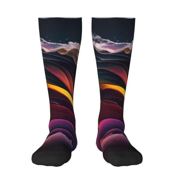 Xecao Colorful Abstract Wave Motion Print Compression Socks for Both Men And Women for Running, Travel, Flight, Nurse