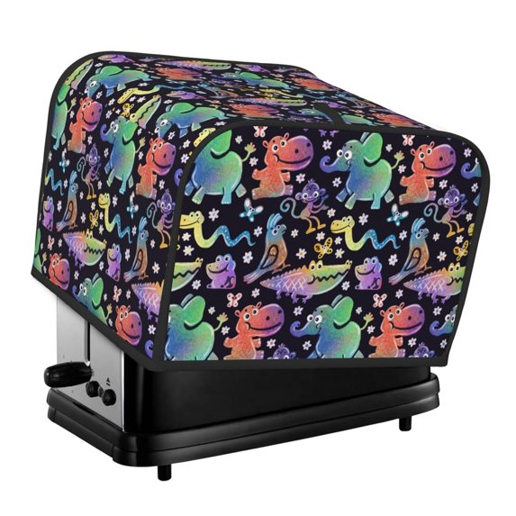 Xecao Colorful Animals Print 4 Slice Toaster Cover with Pockets, Small Appliance Cover, Dust and Fingerprint Protection, Machine Washable