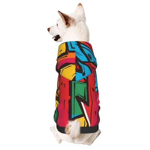 Xecao Colorful Arrow Graffiti Pattern Pattern Sweatshirts Winter Pet Dog Hoodie Puppy Coat Dog Sweaters Dog Clothes with Hat Dog Clothes Costume Outfit,Small Pets Wear-Small