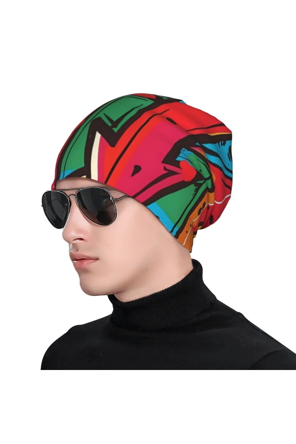 Colorful Arrow Graffiti Pattern Print Beanie Knitted Hat for Men Women, Winter Fashion Knit Cuffed Caps Unisex