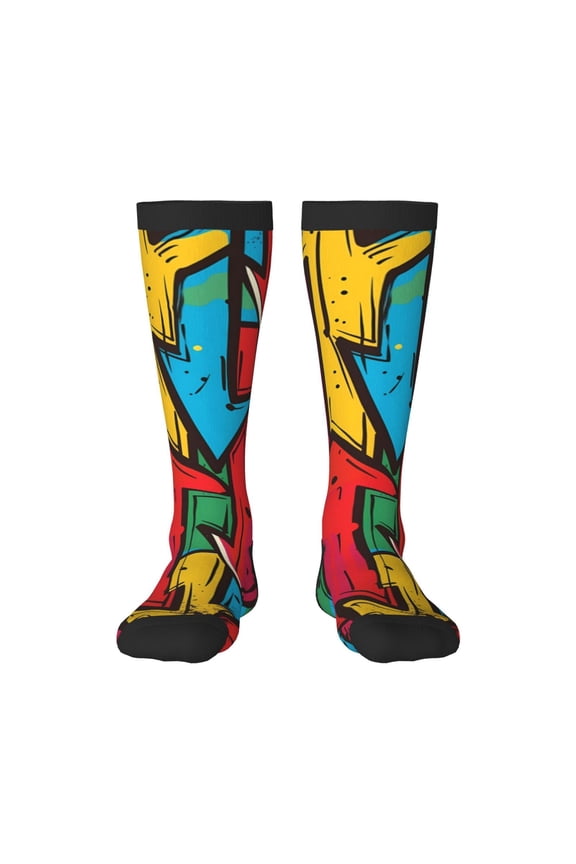 Colorful Arrow Graffiti Pattern Print Compression Socks for Both Men And Women for Running, Travel, Flight, Nurse