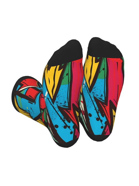 Colorful Arrow Graffiti Pattern Print Crew Socks for Men and Women, Men's Soft Moisture-wicking Sock