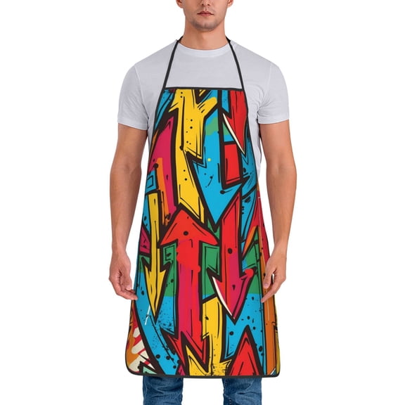 Xecao Colorful Arrow Graffiti Pattern Print Funny BBQ Chef Aprons for Men Women,Adjustable Kitchen Cooking Aprons with Pocket Waterproof Oil Proof No Pilling Fading