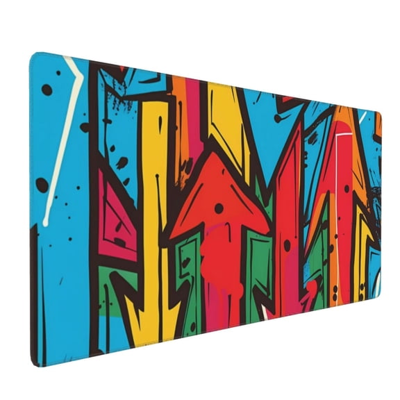 Xecao Colorful Arrow Graffiti Pattern Print Large Mouse Pad, 16x35.5in Mousepad, Professional Non-Slip Rubber Base Big Mouse Pad, Mouse Pad for Gaming & Office Full Desk Mouse Pad