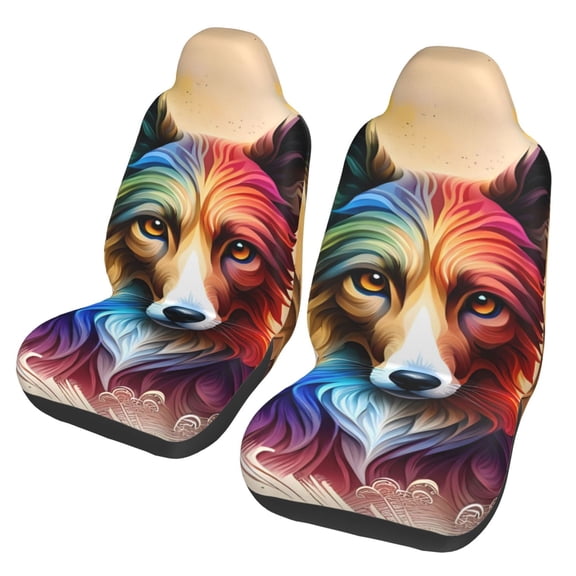 Xecao Colorful Art Dog Print Car Seat Cover in That Fits Most Cars, Vans, SUVs, and Trucks.