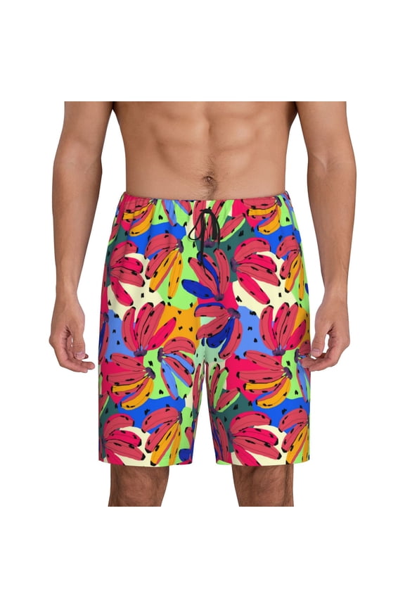 Colorful Bananas Print Men's Sleepwear Shorts Pajama Bottom Lounge Short ,Nightwear with Convenient Pockets for Relaxed Home Wear-XX-Large