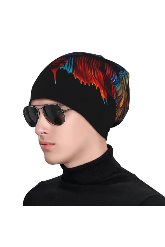 Colorful Betta Fish Print Beanie Knitted Hat for Men Women, Winter Fashion Knit Cuffed Caps Unisex