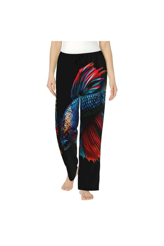 Colorful Betta Fish Print Women's Straight Lounge Pajama Pants,The Epitome of Relaxed Sleepwear-Large