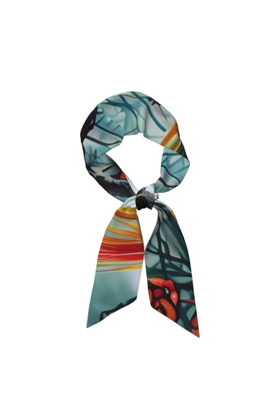 Exotic Birds Forest Pattern Large Satin Head Scarf - Satin Hair Scarves Silk Bandana Scarf Headscarf Silk Feeling Scarf for Women