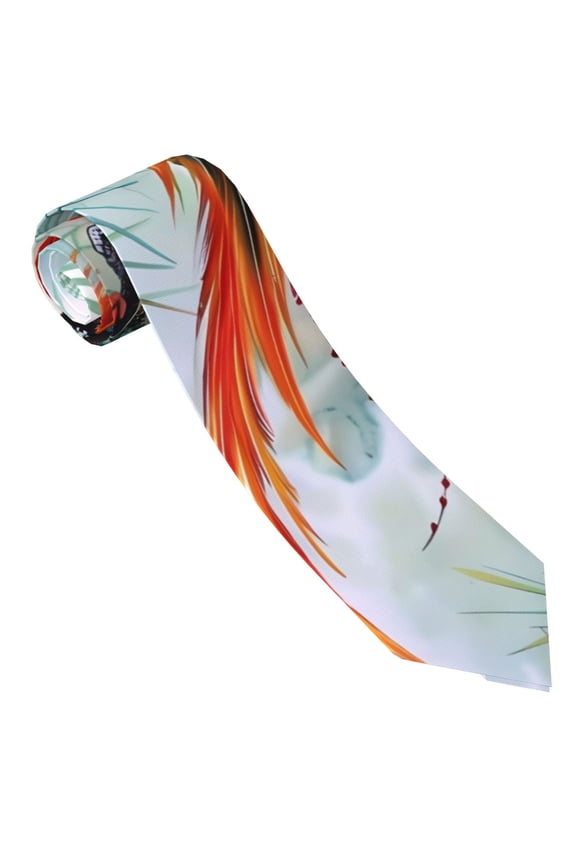 Colorful Birds Pine Branch Print Tie For Men Necktie Woven Jacquard Neck Ties,Classic Men's Tie