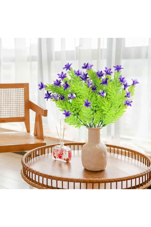 Artificial Lily Bouquet 14" Faux Flower Bouquet Decorative Simulation Lily Arrangement for Home Wedding Garden Patio Office Holiday Tabletop Party Decor