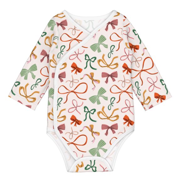 Xecao Colorful Bow Knots Print Baby unisex-baby Cotton Long-sleeve Bodysuits-12 Months