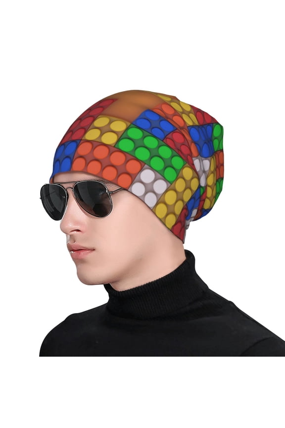 Colorful Building Blocks A Print Beanie Knitted Hat for Men Women, Winter Fashion Knit Cuffed Caps Unisex