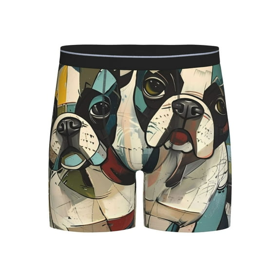 Xecao Colorful Bulldog Duo Print Boxer Briefs for Men's Stretch Moisture-Wicking Underwear, Mid-Rise Classics breathable fabric
