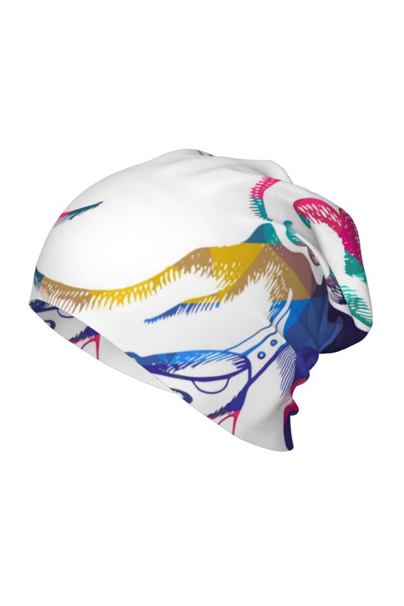 Colorful Bulldog Print Beanie Hat Toddler Girls Boys, Baby Hats Winter Warm Knitted Thermal, Kids Winter Caps