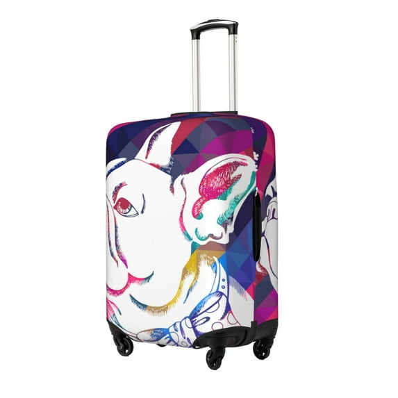Xecao Colorful Bulldog Print Elastic Luggage Cover, Double-sided Print , Perfect for Travel, Business, and Daily Use (Suitcase Not Included)-X-Large