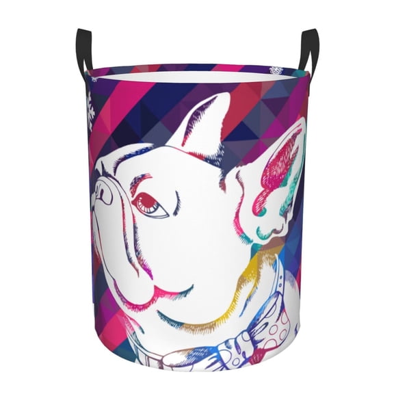 Xecao Colorful Bulldog Print Laundry Basket,Laundry Hamper Designed for Storage Dirty Clothes Hamper,Collapsible Laundry Baskets-Small