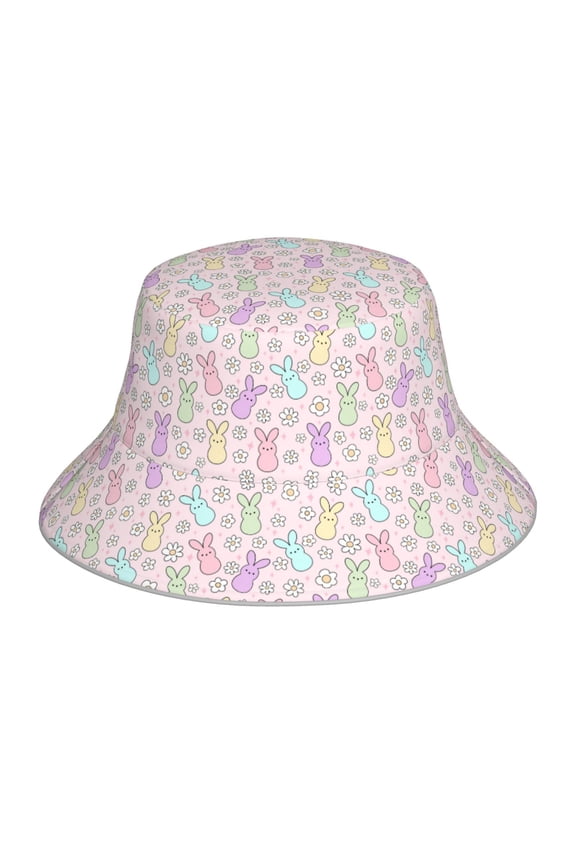 Colorful Bunny Print Men and Women Night Reflective Hat Runner Cap Visor Bucket Hat Boonie Cap
