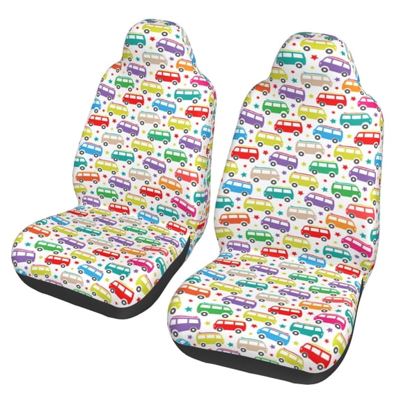 Xecao Colorful Bus Print Car Seat Cover in That Fits Most Cars, Vans, SUVs, and Trucks.