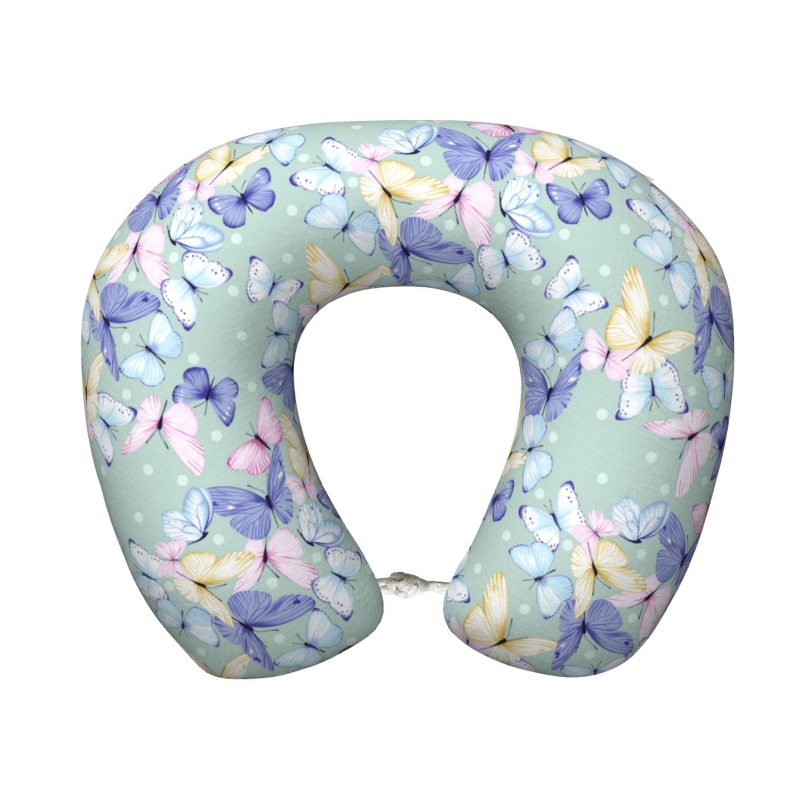 Xecao Colorful Butterfly Print Memory Foam Cervical Neck Pillow Versatile U-Shaped Pillows for Home,Office,Camping,Travelling,Soft Washable Cover