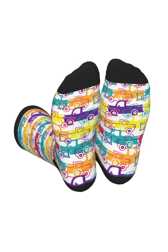 Colorful Car Print Crew Socks for Men and Women, Men's Soft Moisture-wicking Sock