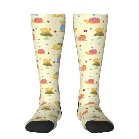 Xecao Colorful Cartoon Snail Print Compression Socks for Both Men And Women for Running, Travel, Flight, Nurse