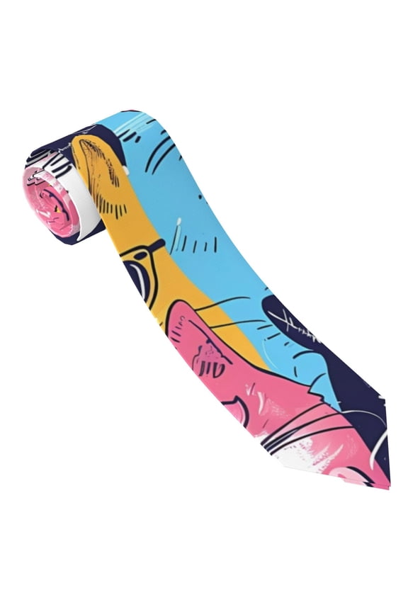 Colorful Cats Pattern Art Print Tie For Men Necktie Woven Jacquard Neck Ties,Classic Men's Tie