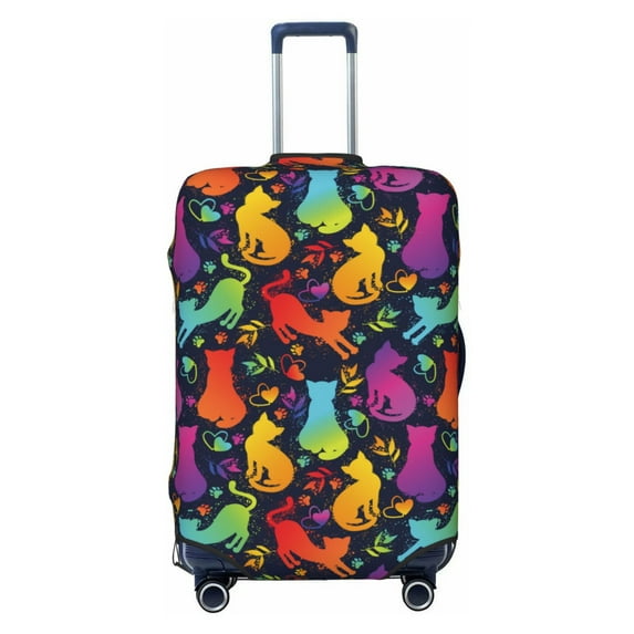 Xecao Colorful Cats print Elastic Luggage Cover, with double-sided print , is perfect for travel, business, and daily use