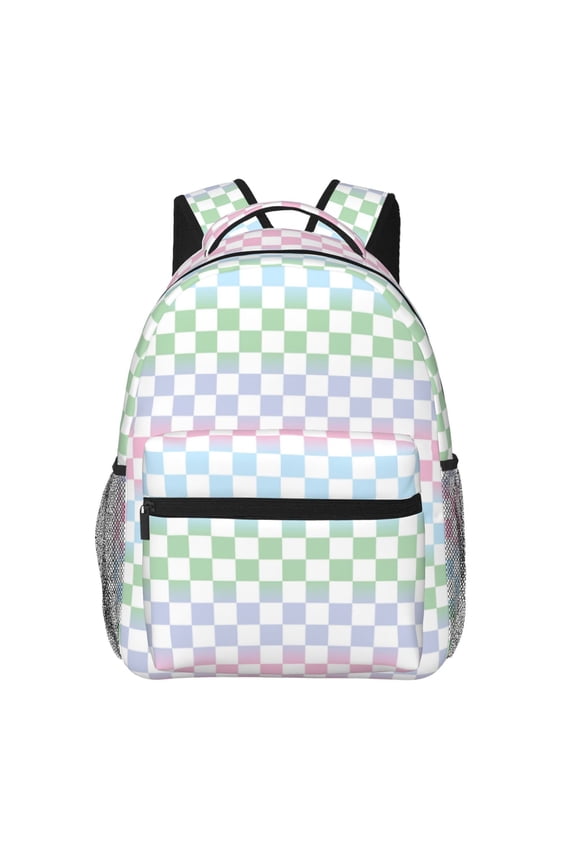 Colorful Checkerboard Backpack, a stylish and functional choice for both men and women, is the perfect basic bookbag for college, work, or travel