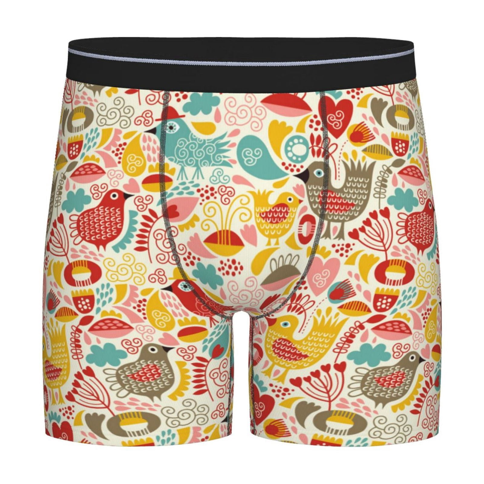 Xecao Colorful Chicken Print Boxer Briefs for Men's Stretch