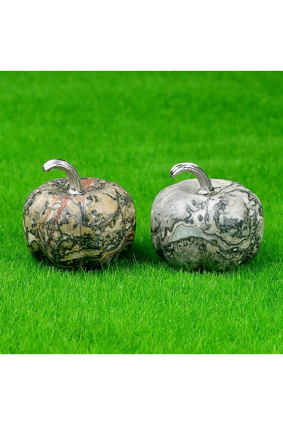 Mini Crystal Pumpkin Figurine Handmade Natural Stone Pumpkin Ornaments Thanksgiving Decorations for Fall Harvest Party Halloween Holiday Table Decor