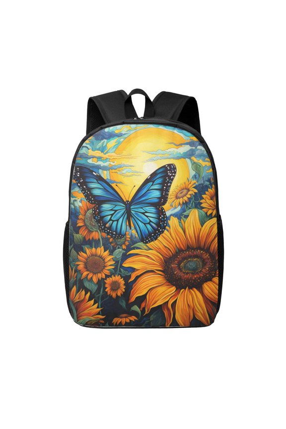 Colorful Cloud Butterfly Sunflower print Travel Backpack, Large Computer Backpack for Men Women, College School Rucksack Book Bag
