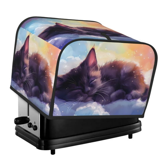 Xecao Colorful Cloud Sleeping Cat Print 4 Slice Toaster Cover with Pockets, Small Appliance Cover, Dust and Fingerprint Protection, Machine Washable