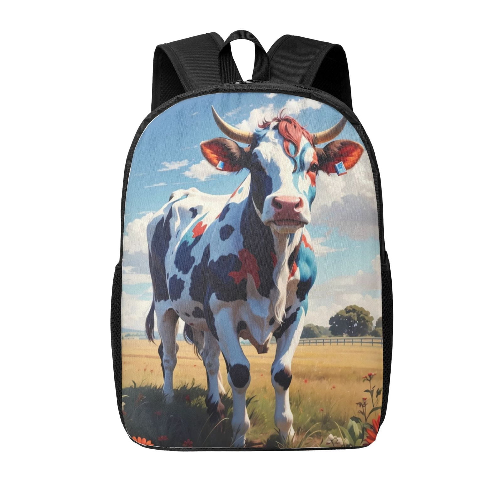 Xecao Colorful Cow Pasture print Travel Backpack, Large Computer Backpack for Men Women, College School Rucksack Book Bag